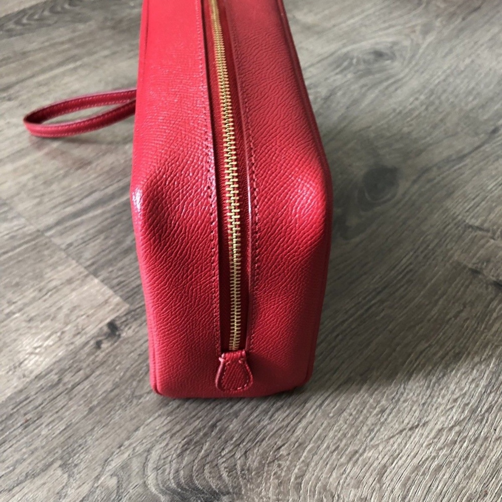 Coach Crossgrain Leather True Red Cosmetic Bag - Picture 6 of 8